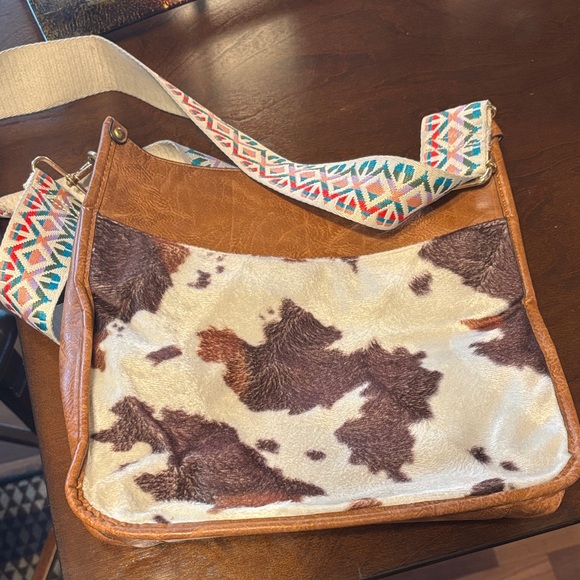 Handbags - Brown and Cream Cowhide Shoulder Bag/Crossbody!